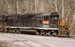 MGA. Monongahela Railway GP38 2001, at Rivesville, West Virginia. March 2, 1986. 